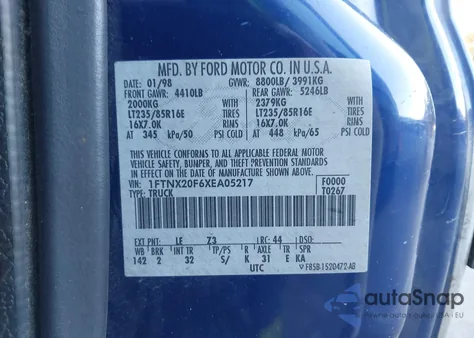 1999 Ford F-250 Lariat/Xl/Xlt from USA, damaged, VIN 1FTNX20F6XEA05217